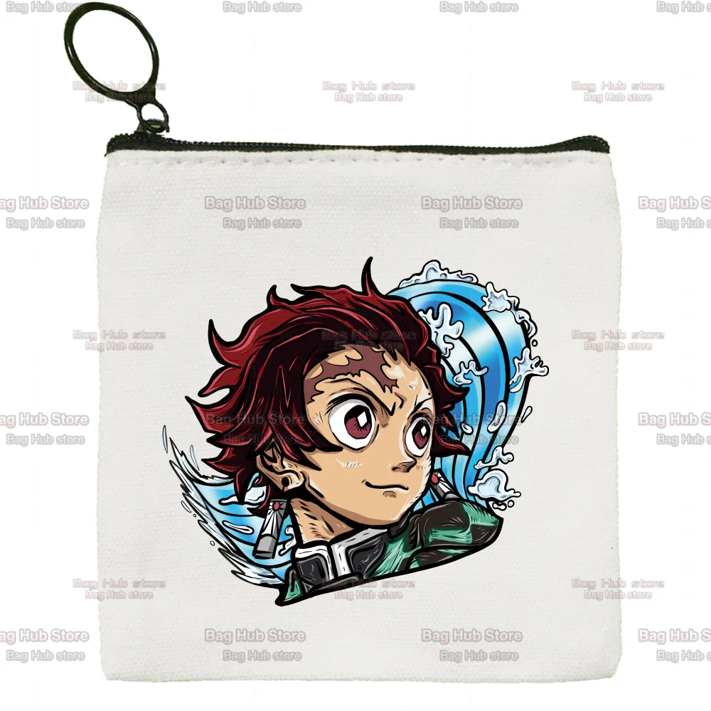 Kimetsu No Yaiba Canvas Creative Small Coin Purse Funny Simple Key Coin Purse for Men and Women Fashion Style Cute Coin Purse
