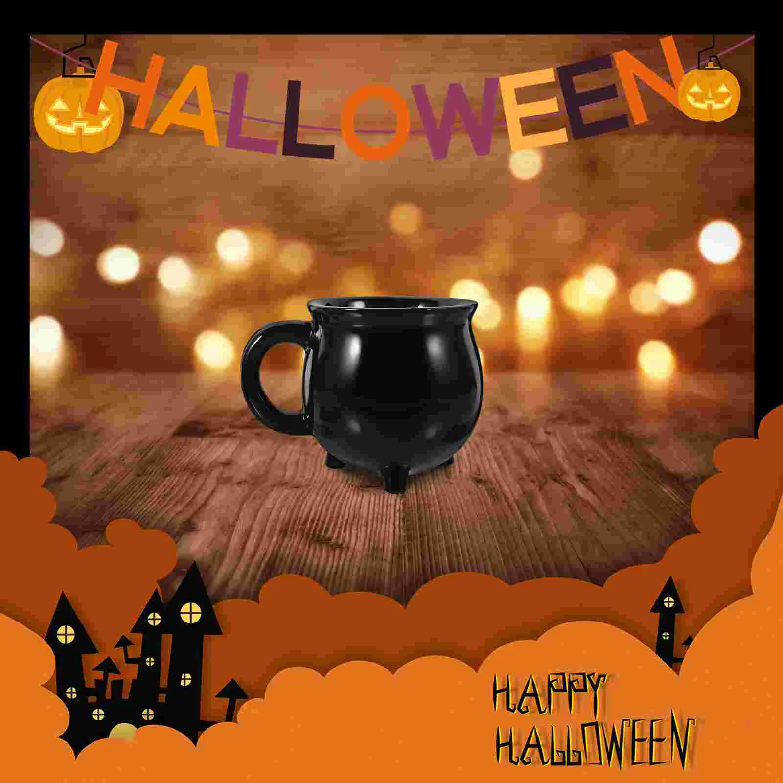 

Black Home Decor Ceramic Cup Coffee Halloween Drinks Drinking Cauldron Witch Serving Decorative