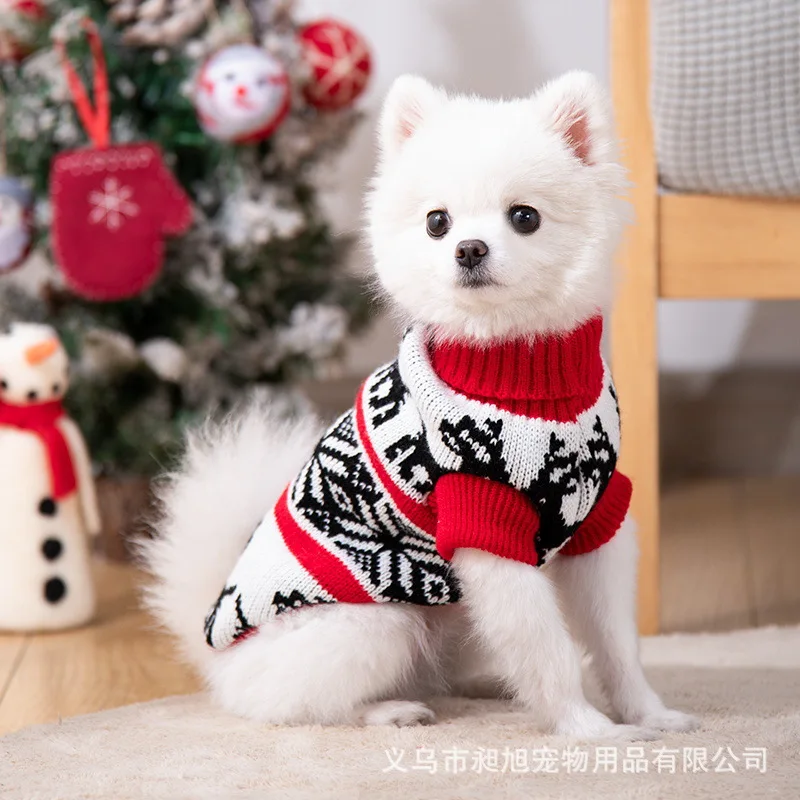 

Christmas Knitted High Collar Pet Clothing Teddy Fadou Cat Dog Sweater
