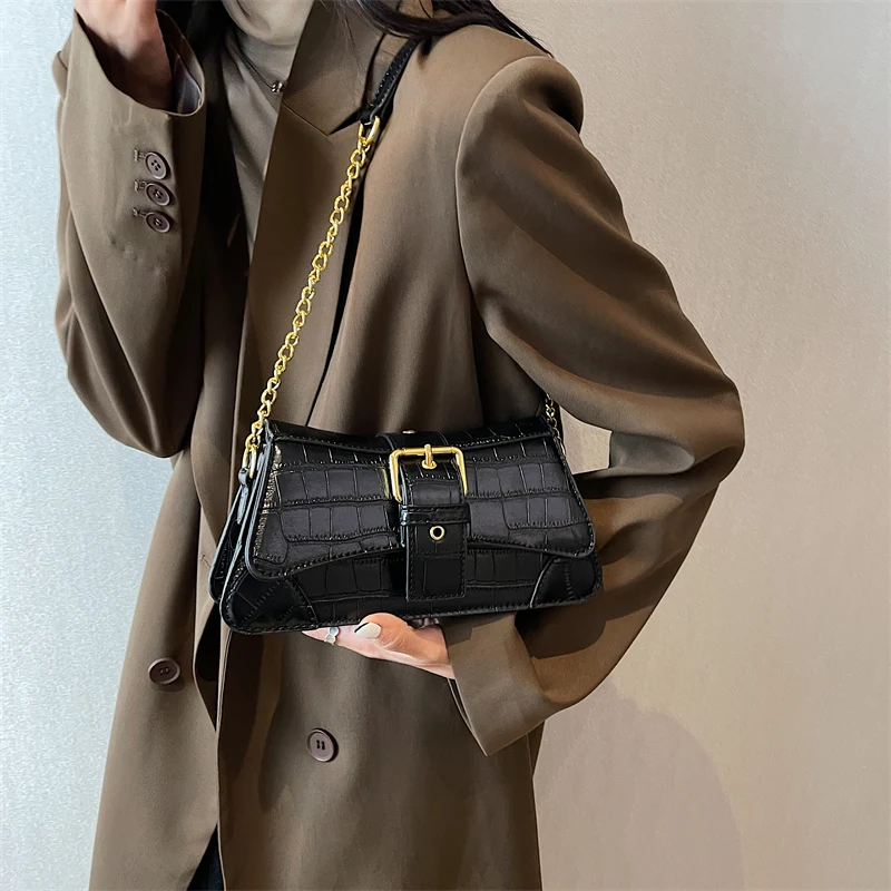 JinManTang Stone Pattern PU Leather Crossbody Bags 2022 Winter Women Fashion Luxury Trend Chain Handbags and Purses