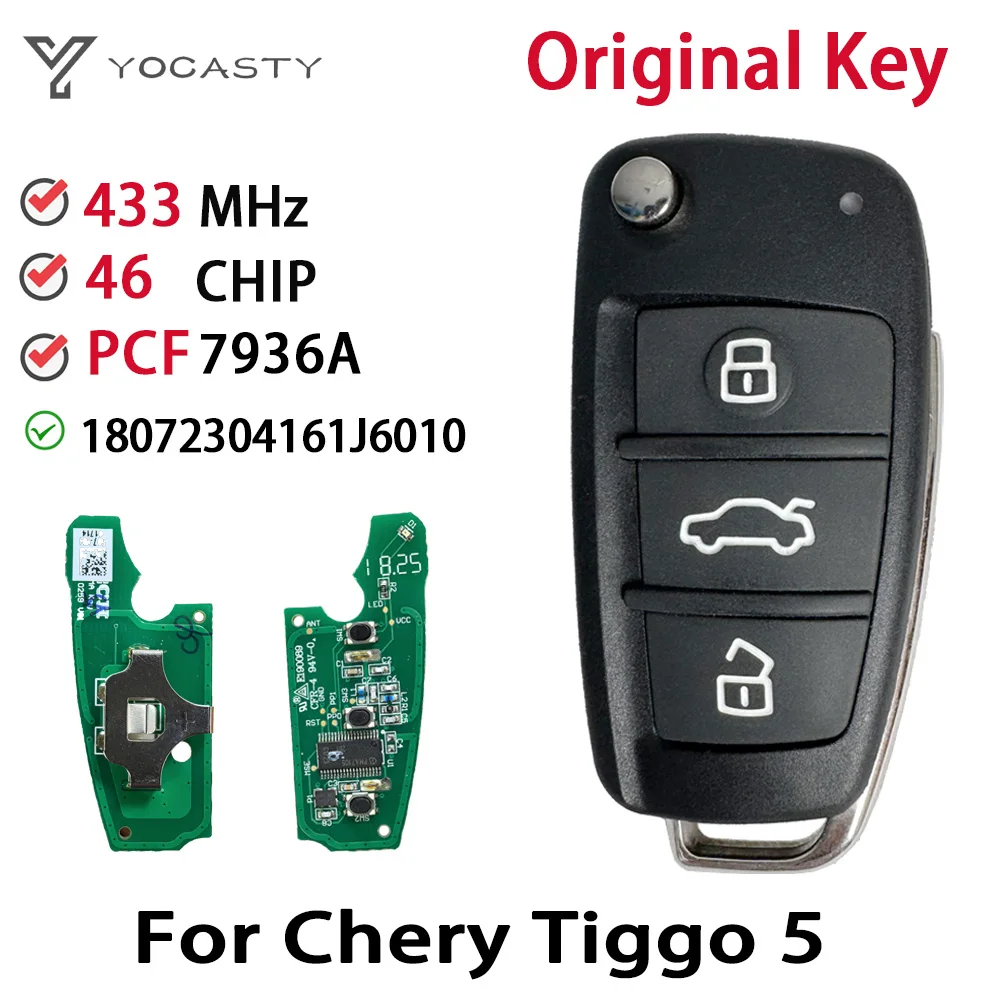 

YOCASTY оригинальный для Chery Tiggo 5 откидной дистанционный ключ 434 МГц ASK ID46 PCF7936A HITAG2 7936 чип 3 кнопки OEM 18072304161 J6010