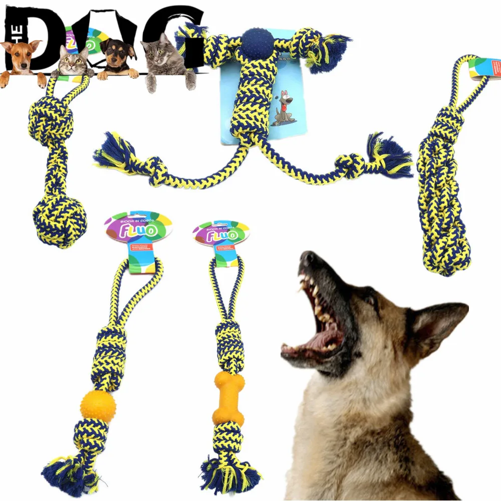 

35cm Cotton Rope Pet Dog Toys Accessories Chew Rope Knot Clean Teeth Durabl Handmade Pet Molar Toy Pet Supplies Interactive Bone