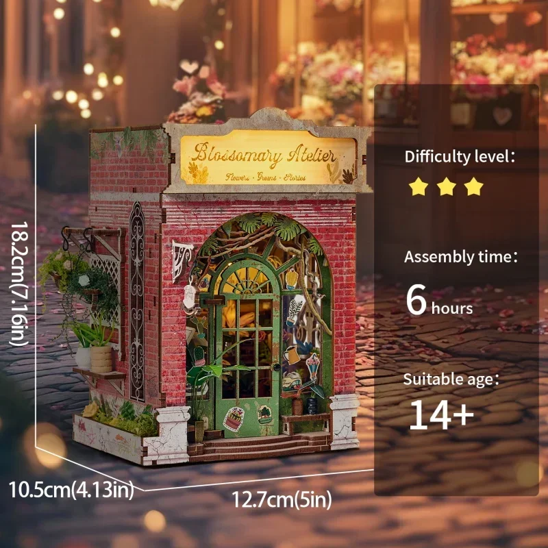 Фото Деревянные миниатюрные домики-конструкторы FurHaven DIY Blossomary Atelier: Сборные домики-подставки для книг, декор для дома, подарок для друзей №3