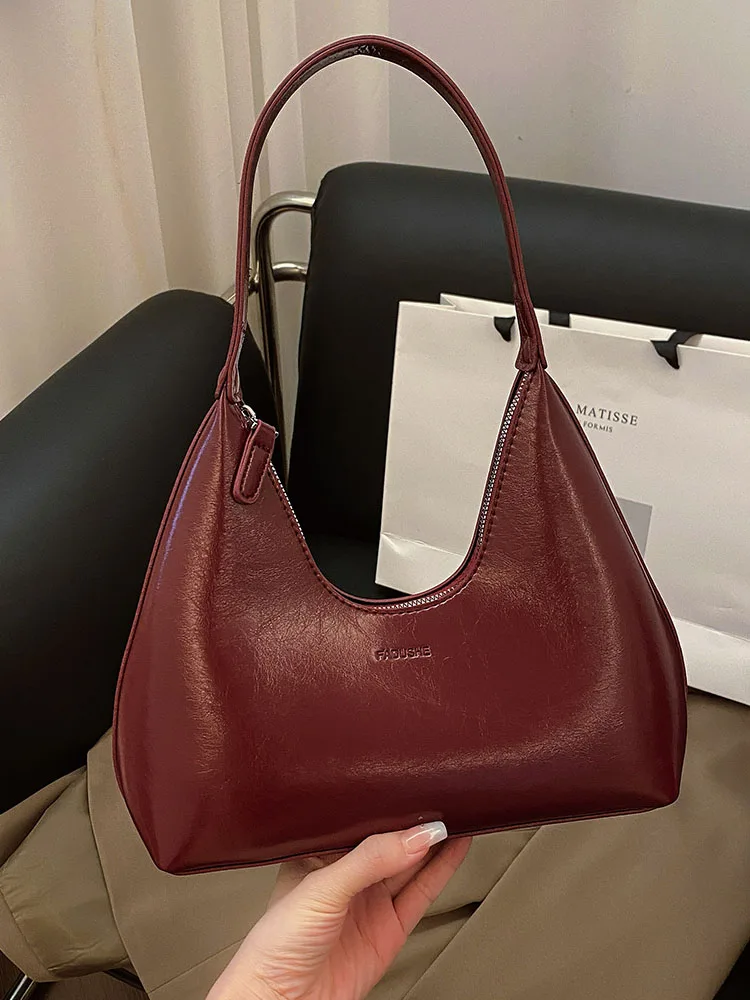 Lizzytsu корейская винтажная красная сумка из искусственной кожи в форме полумесяца