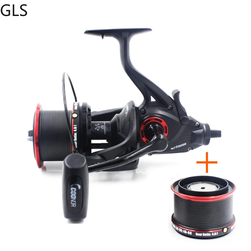 

GLS Newest Bimetallic Wire Cup 4.6:1 Gear Ratio 9000 Series Distant Fishing Reel Spare 8000-Model Spool 12+1BB Spinning Wheel