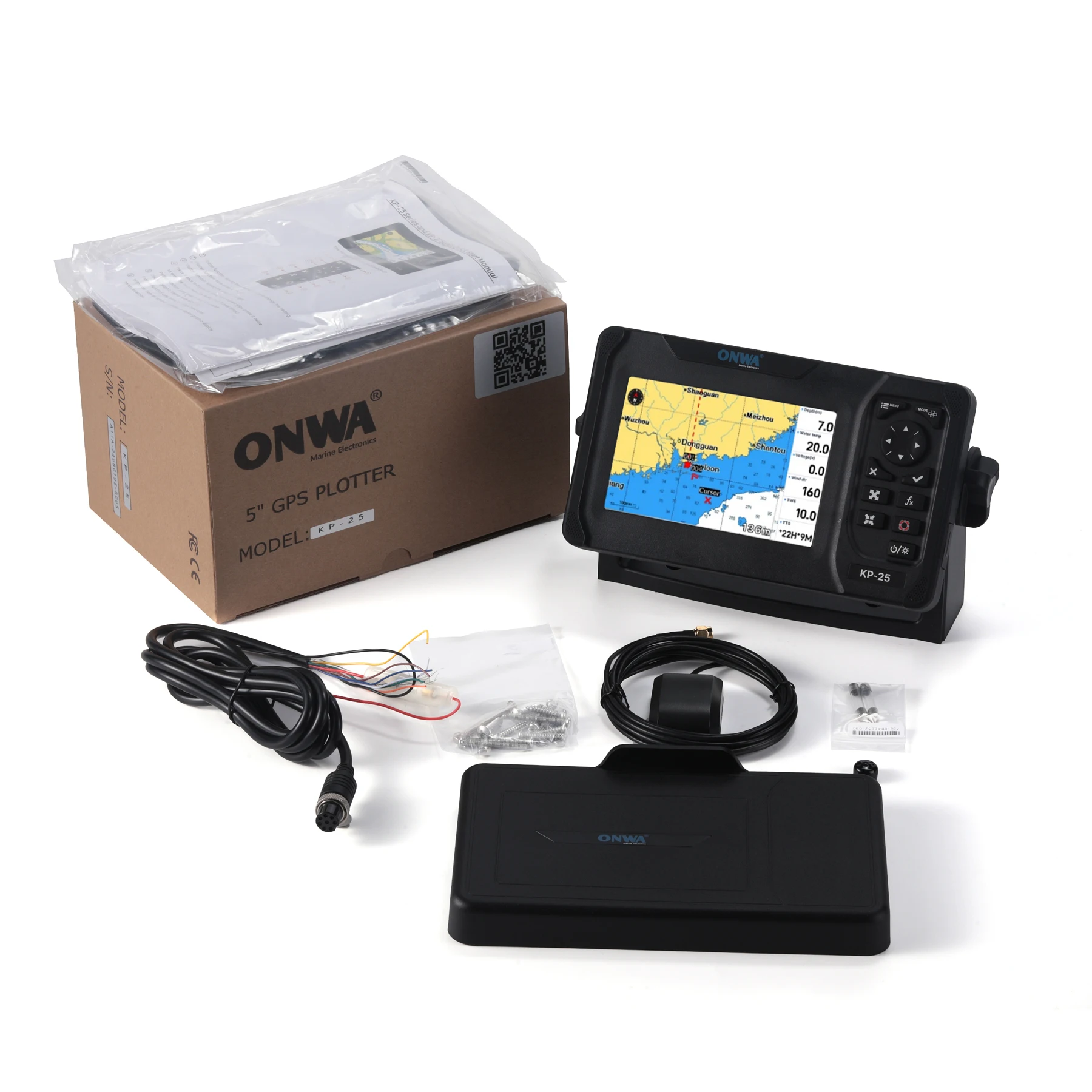 ONWA KP-25 5-дюймовый морской GPS-картплоттер GPS SBAS Морской навигатор Локатор Функция