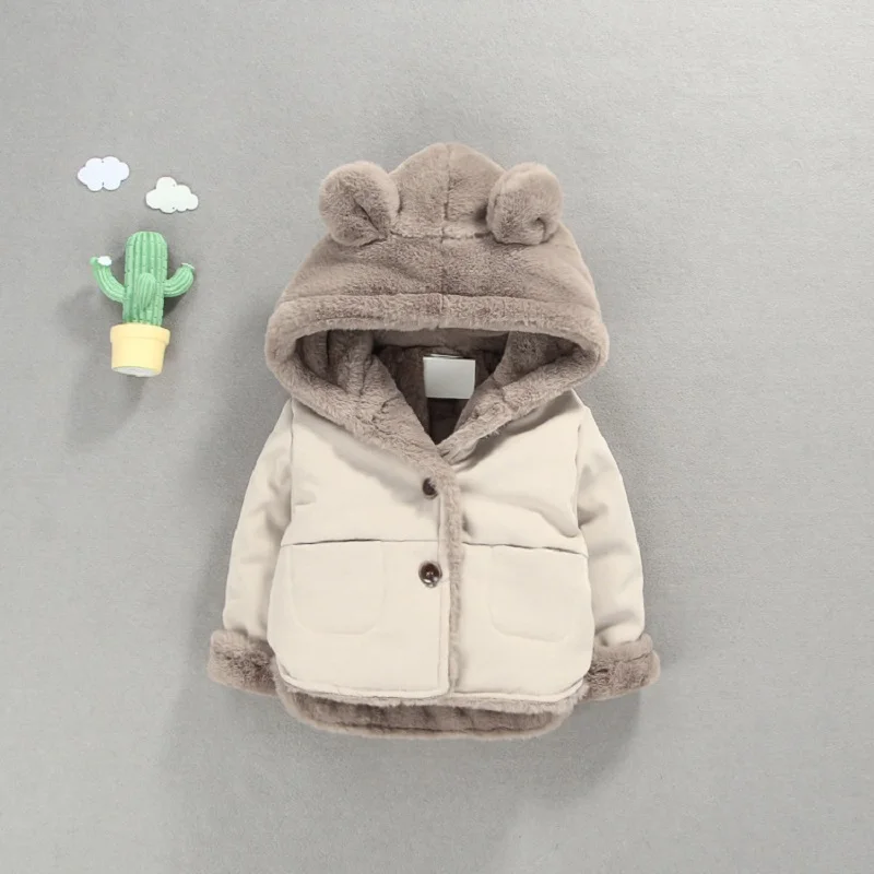 

2023 Autumn Winter Baby Fleece Jacket Cartoon Hooded Plus Velvet Infant Boys Coat Newborn Baby Boys Outerwear Toddler Parkas