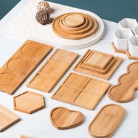wooden tray bamboo bathroom soap liquid cosmetics bottle organizer kitchen food serving spices condiments holder for makeupplate