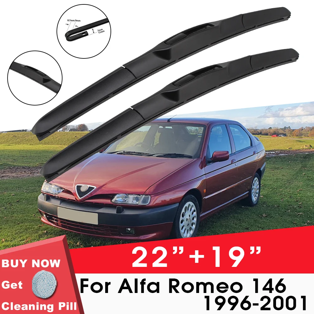 

Car Wiper Blade Front Window Windshield Rubber Wiper For Alfa Romeo 146 1996-2001 22"+19" LHD RHD Car Accessories