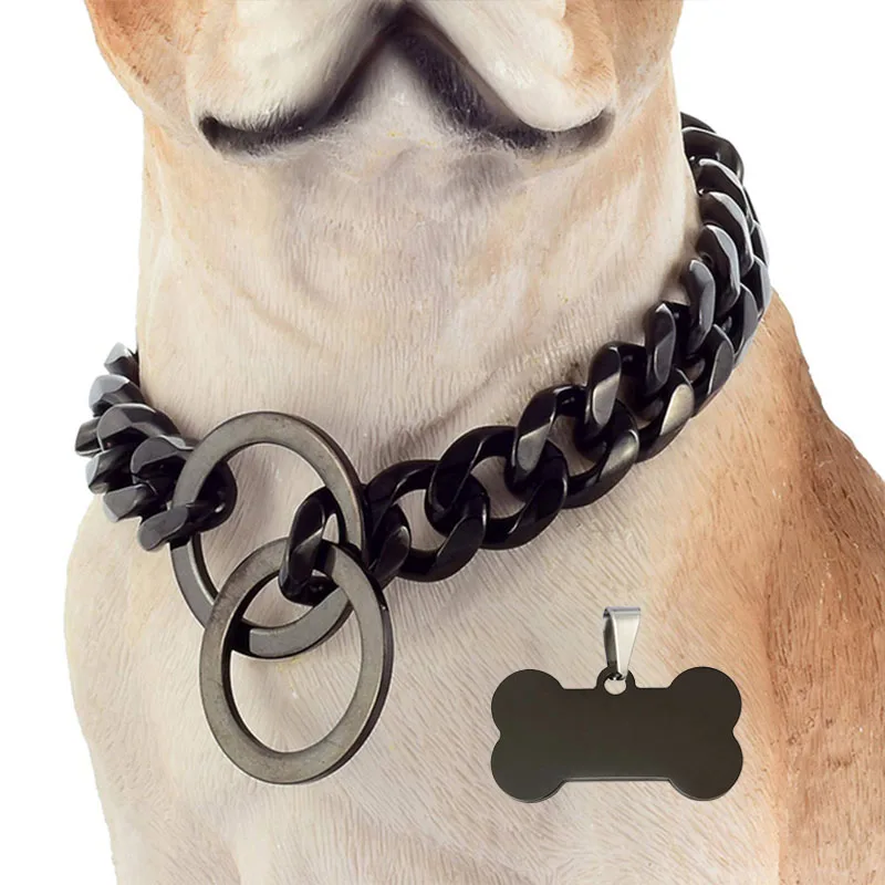 

Stainless Steel Dog Traning Collar with Tag Metal Slip Link Chain for Small Medium Large Dog Waliking Pitbull Bulldog Collar