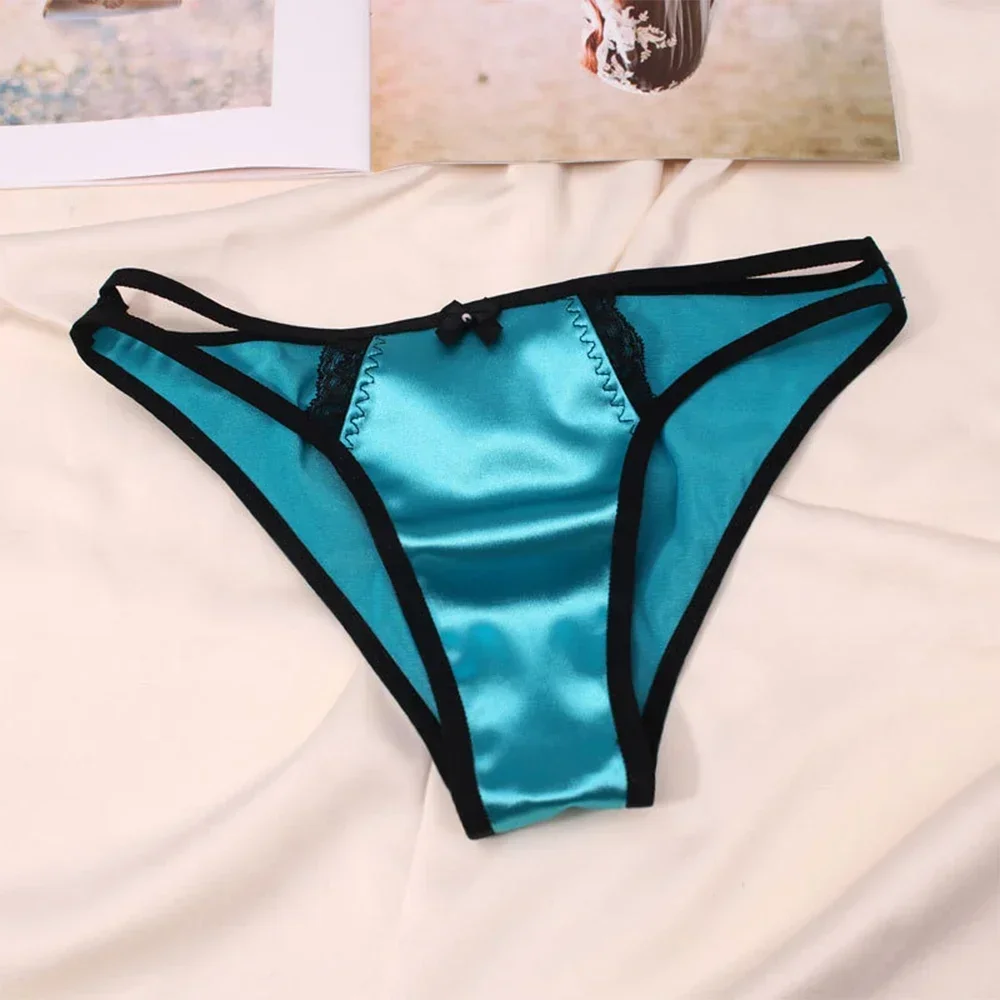 damskie majtki wygodna satyna jedwabna bielizna z wycięciem figi bikini szorty seksowne niskim stanem