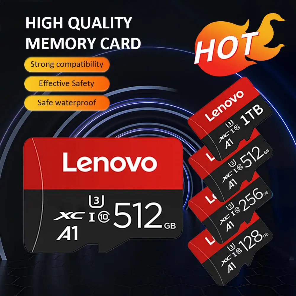 

Lenovo Memory Card 1TB 512GB 256GB 128GB 64GB 32GB High Speed Class10 A2 SD/TF Flash Mini SD Card For Phone PC Cameras Tablet