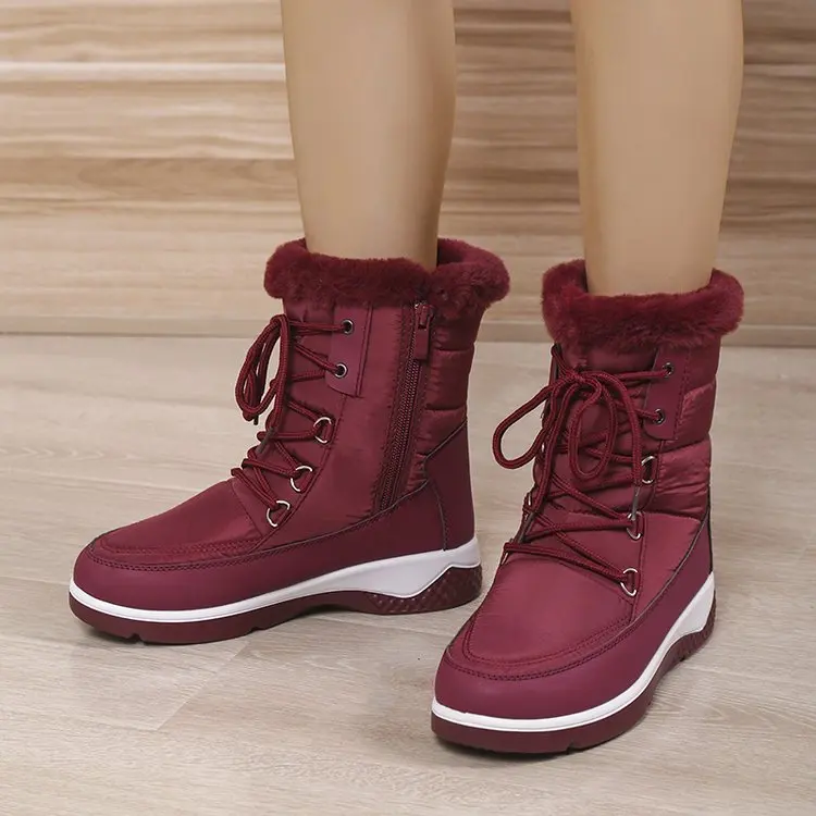 

Женские плюшевые водонепроницаемые сапоги для снежной погоды, теплые меховые ботильоны на платформе, женская зимняя повседневная нескольз...