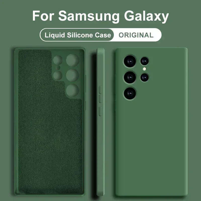 

Оригинальный чехол из жидкого силикона для Samsung Galaxy S23 S22 S21 Ultra Plus S20 Fe A53 A52 противоударные Чехлы Чехол аксессуары для телефонов
