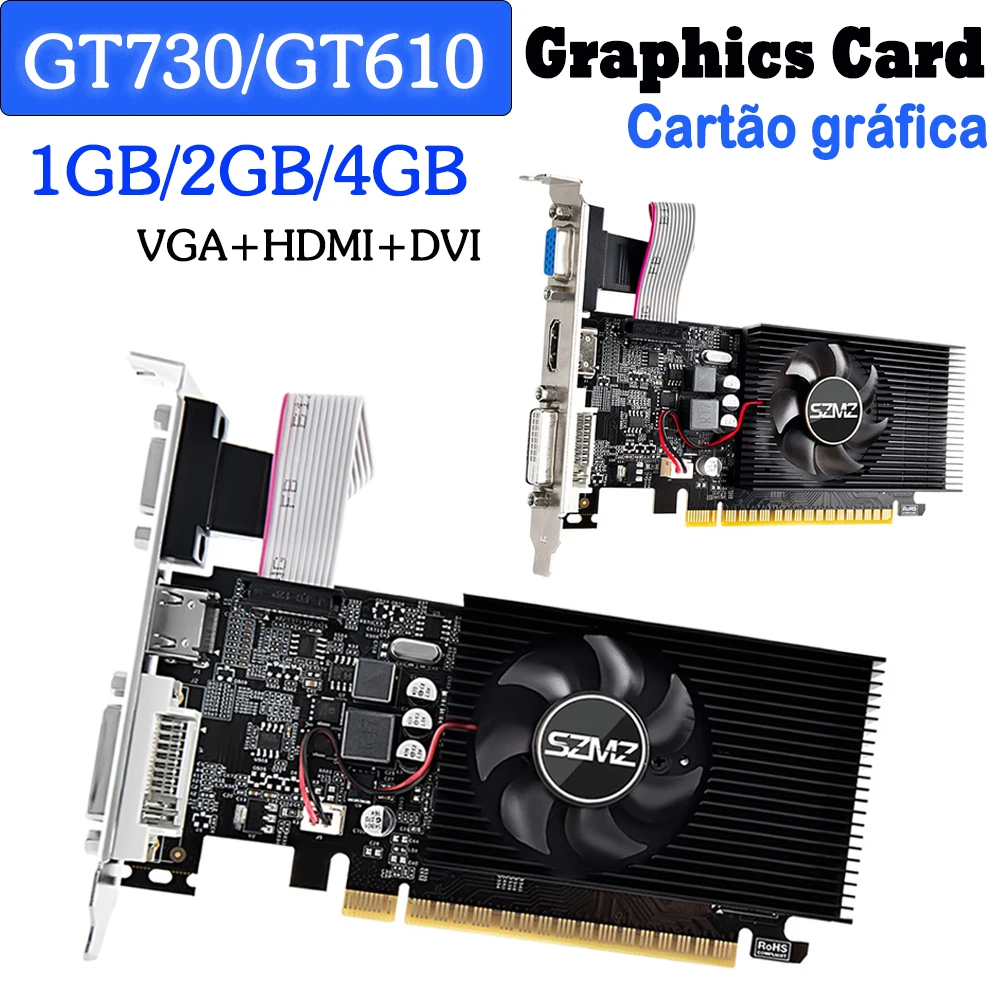

GT730 GT610 4GB 2/1GB DDR3 Graphics Card Desktop Gaming Video Card HDMI-Compatible VGA DVI PCI-E 16X Low Profile Graphics Cards