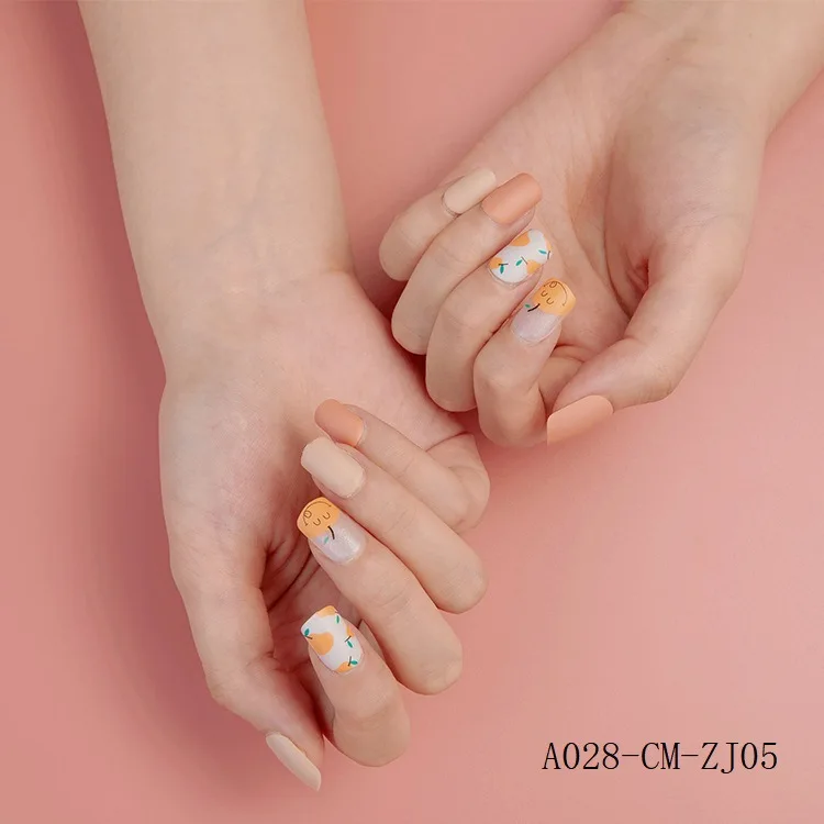 

24PCS small fresh color false nail art tips Press the false removable full set of artificial nail art DIY nails transparent tips