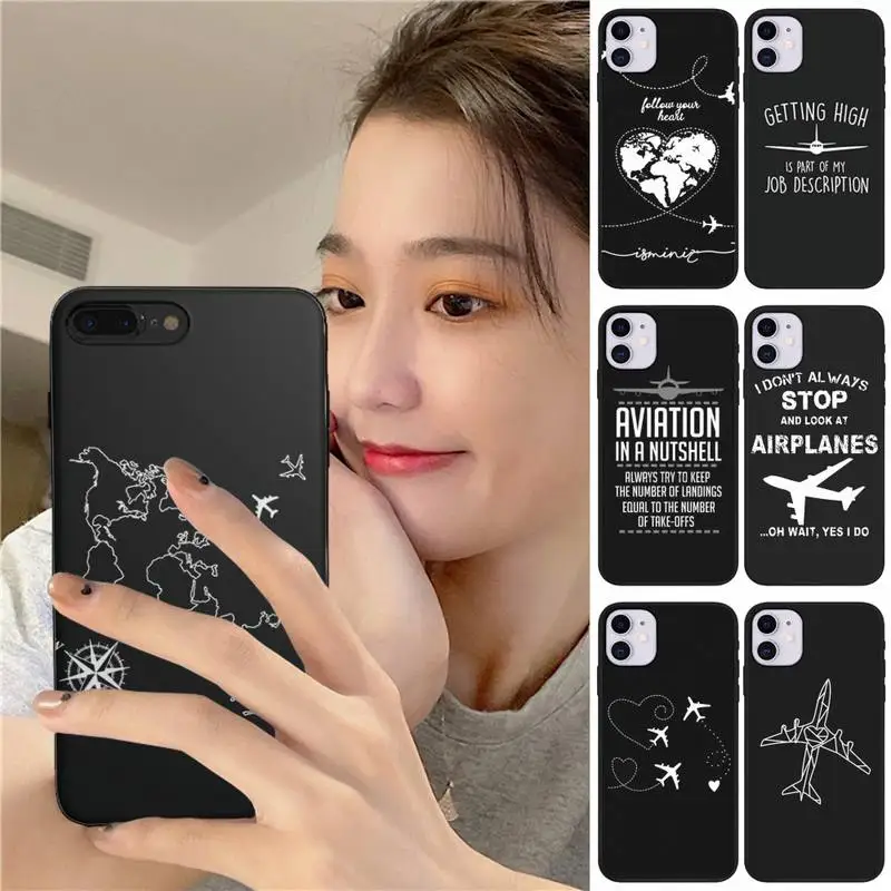 

World map airplane pattern Phone Case fundas shell cover for Xiaomi 8 9 note10 for Redmi 8 note9 4G