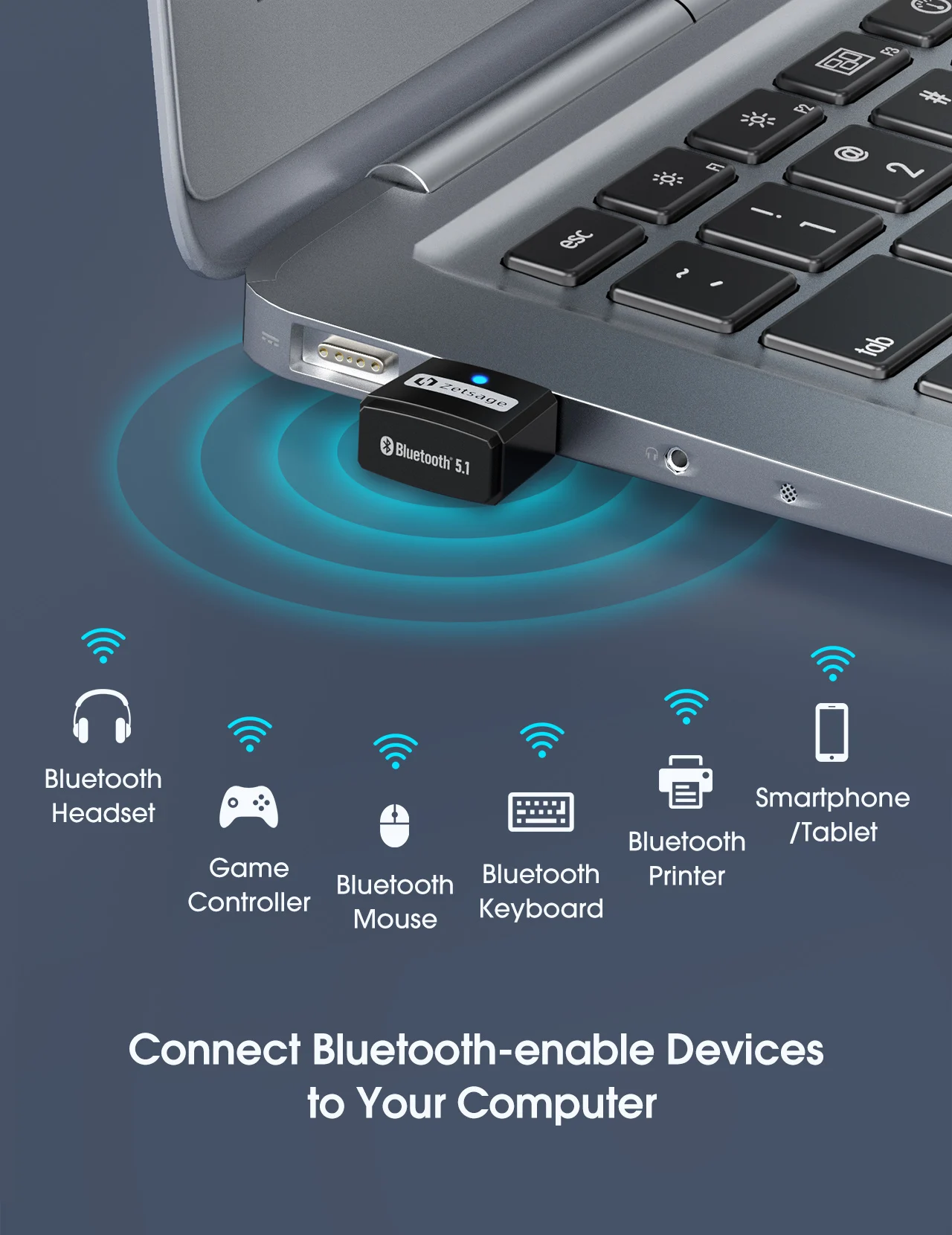 Zetsage BH519 BT 5 1 USB адаптер передатчик и приемник 2 в Bluetooth ключ для ноутбуков