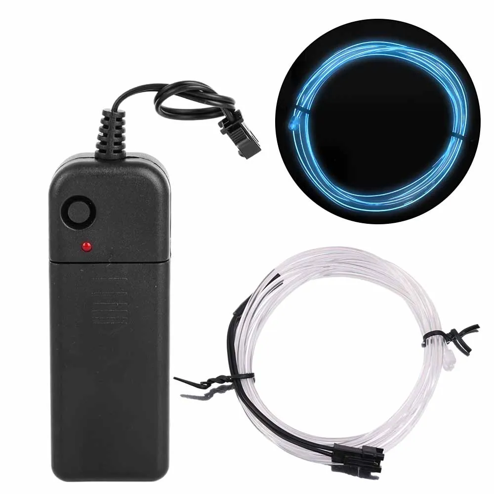 

Атмосферная лампа для салона автомобиля, полоса, съемная неоновая лампа EL, холодный свет, провод, контроллер батареи AA, декоративная лампа окружающего света