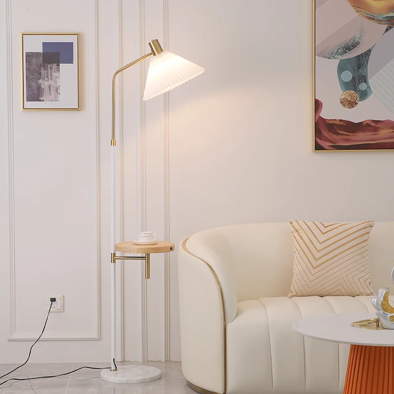 

Nordic Luxury Floor Lamp Gold Shelf Stand Lampshade Floor Lamp Smart Modern Lampe De Chevet De Chambre Living Room Decoration