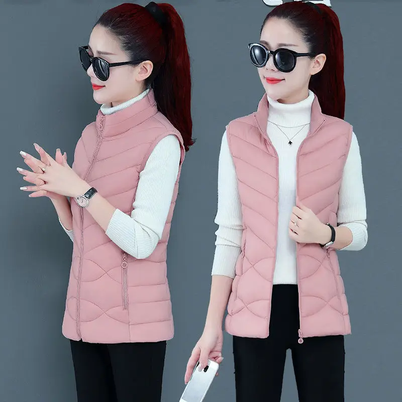 

Jacket Vest Down Cotton-Padded Coat For Women Short Vest StCollar Light Vest Short Coat Chaleco Mujer