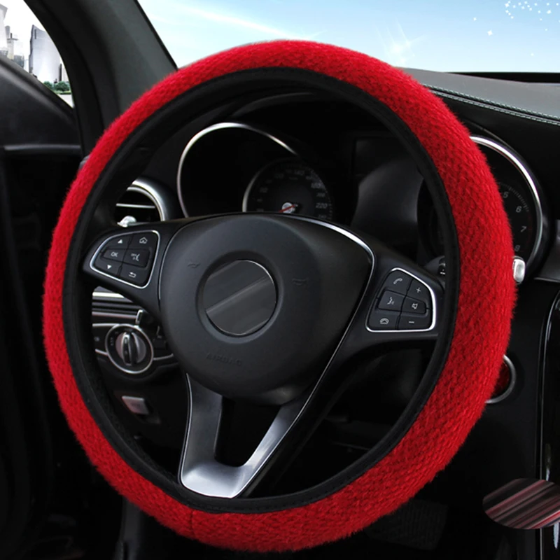 

1 Pc Universal Soft and Silky Plush Winter Warmth Car Steering Wheel Cover Without Inner Ring Automobile Styling Accessories