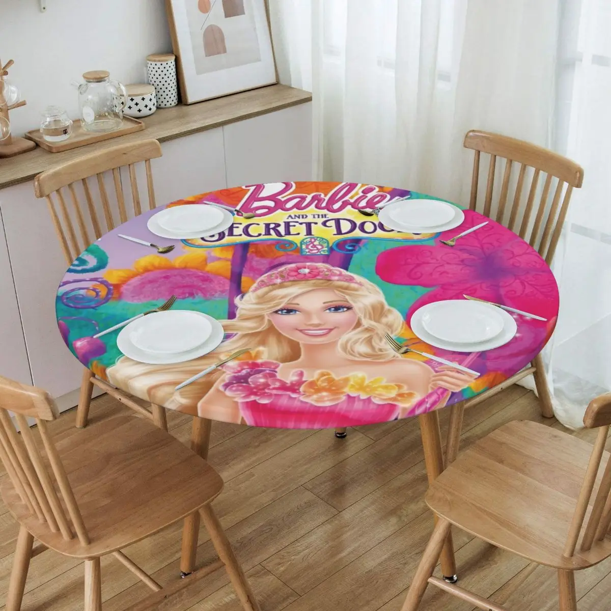 Очаровательная школьная скатерть Disney для Барби круглая эластичная