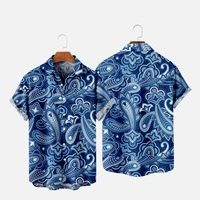 mens fashion y2k shirt 3d print hawaiian shirt one button short sleeve comfortable casual oversized beachwear