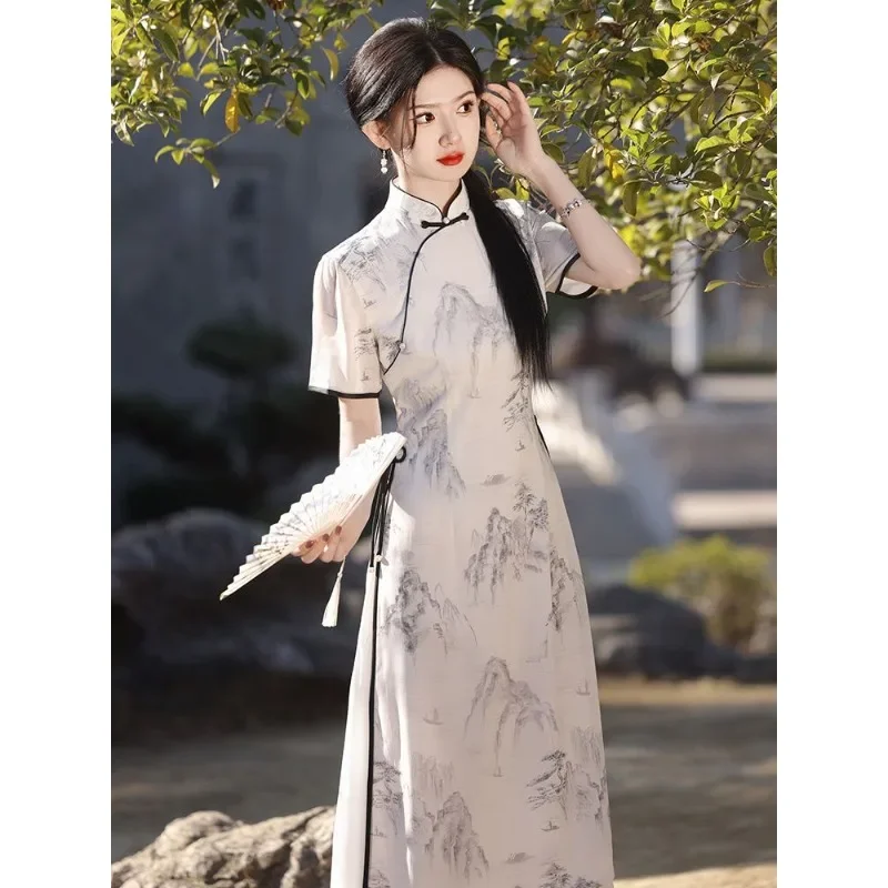 Gitl китайское традиционное платье Ципао с короткими рукавами и