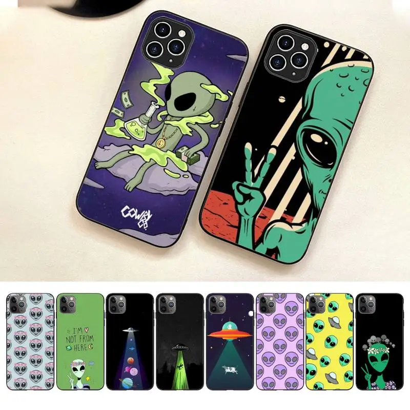 

Cute Cartoom Alien Phone Case For Iphone 7 8 Plus X Xr Xs 11 12 13 14 Se2020 Mini Pro Max Case