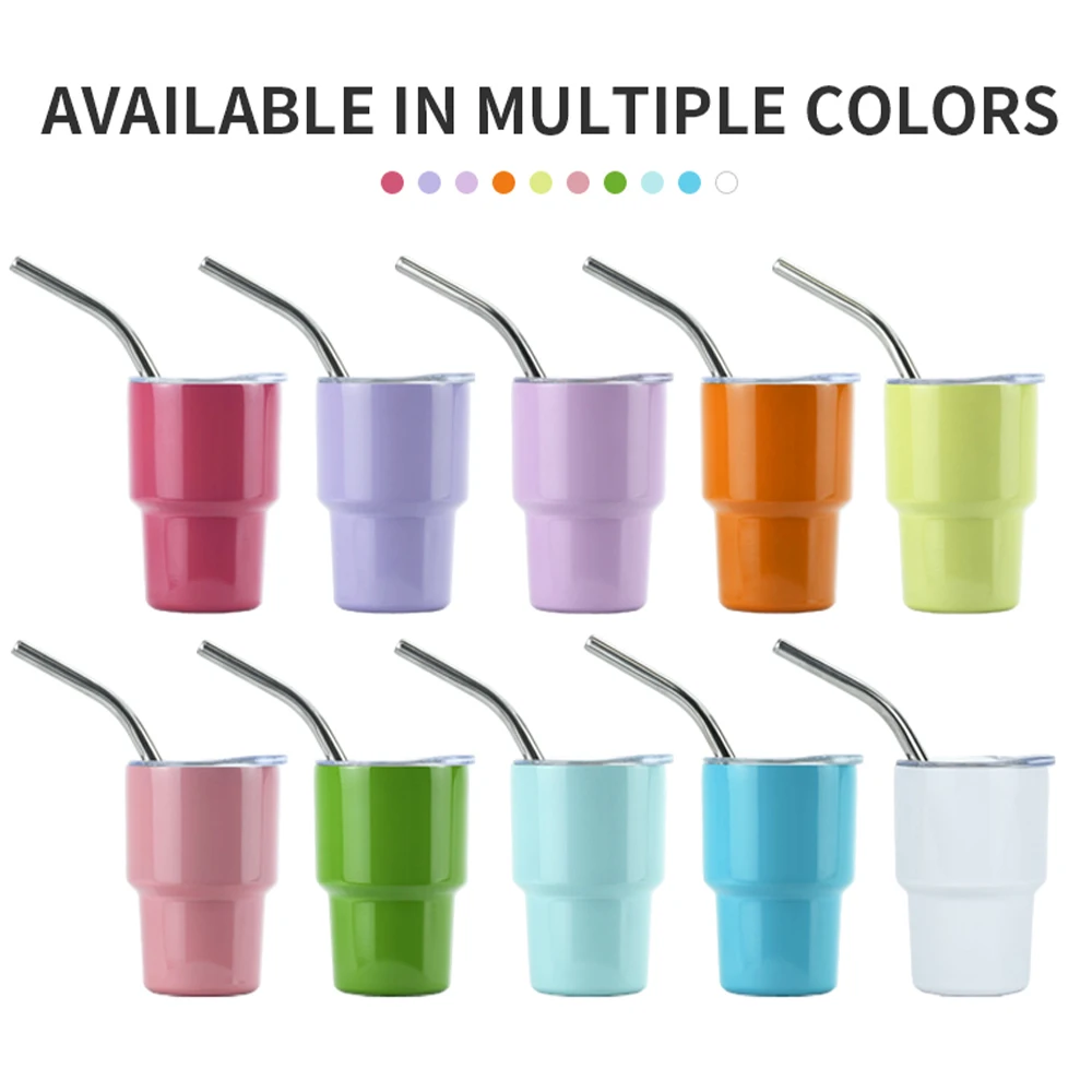 

60ml Double Stainless Steel Mini Wine Glass with Straw Vacuum Insulation Non-Slip Bottom for Friends and Family Party 2oz