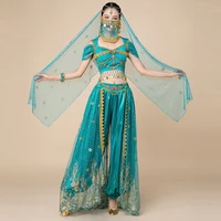 Festival Arabian Princess Costumes Indian Dance Embroider Bollywood Belly Costume Party Cosplay Jasmine Princess Fancy Outfit