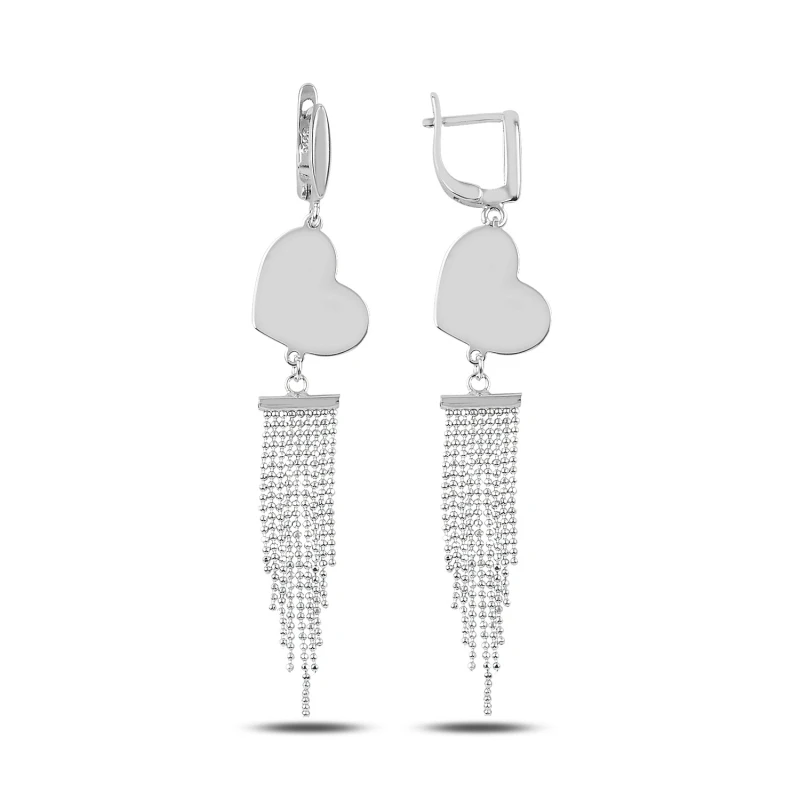 

Silver 925 Sterling Heart Dangle Earrings