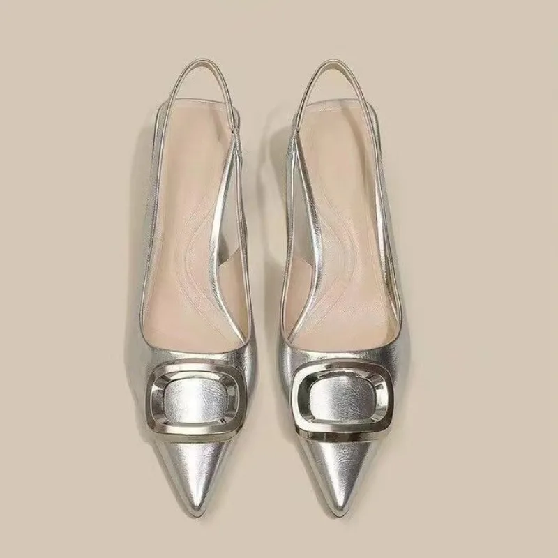 Женские сандалии Новинка лета 2024 остроносые повседневные на высоком каблуке