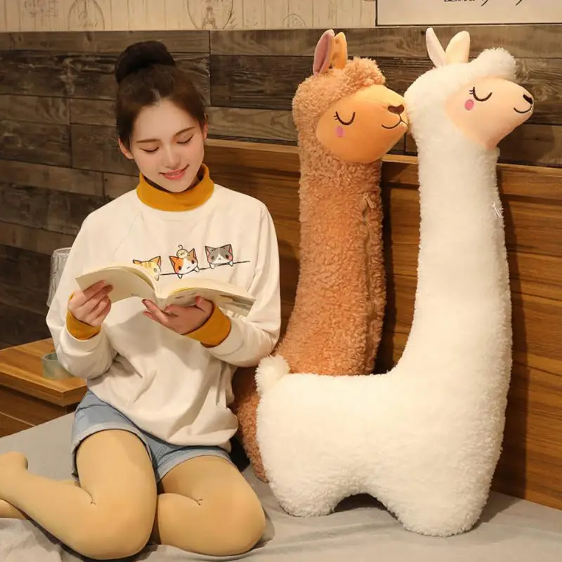 

130cm Lovely Alpaca Plush Toy Japanese Alpaca Soft Stuffed Cute Sheep Llama Animal Dolls Sleep Pillow Home Bed Decor Gift