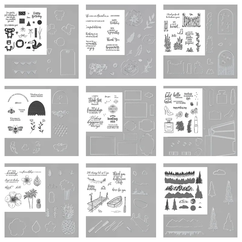 

Flower Metal Cutting Dies And Clear Stamps For Scrapbooking Diy Decoration Craft Embossing Stencil New Arrival Christmas