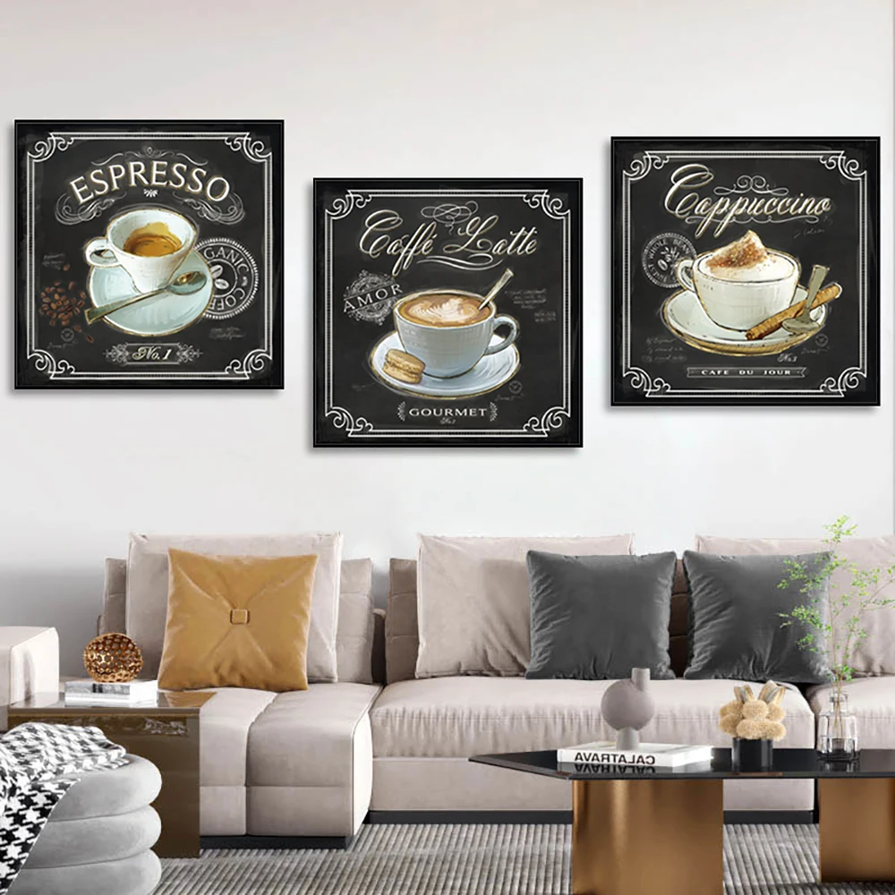 

Coffee Vintage Canvas Prints Poster Cafe Kitchen Nordic Style Paintings Decoration Cuadros Wall Art Pictures For Home Decor