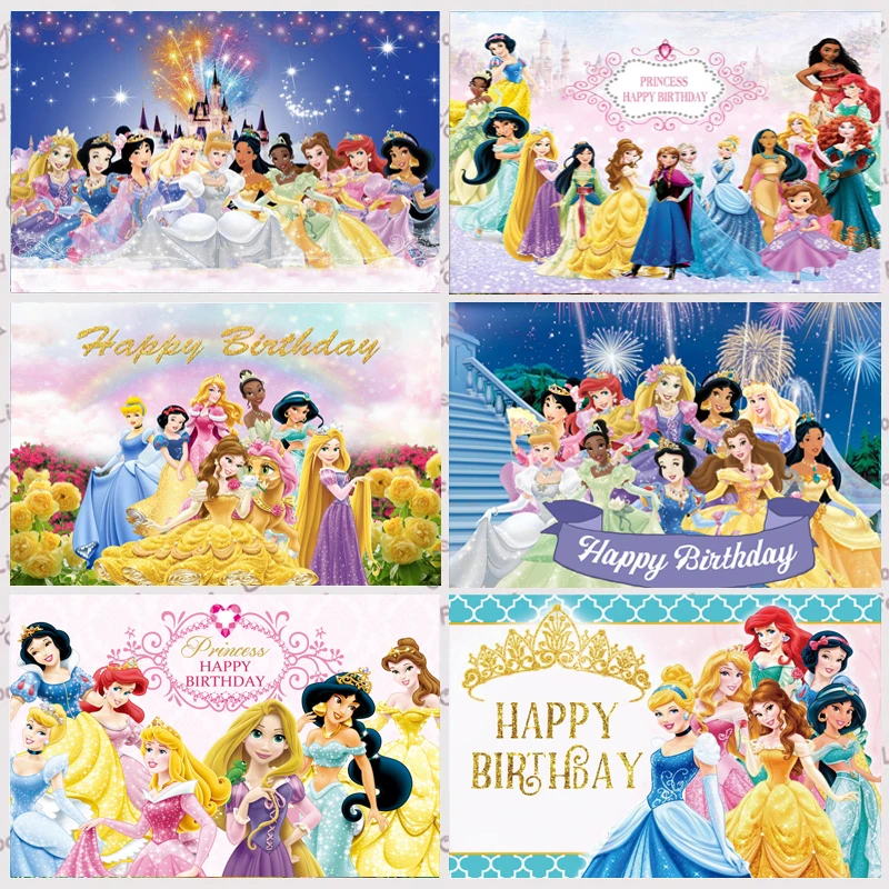 

Disney Princess Backdrop Frozen Jasmín Moana Girl Birthday Party Baby Shower Custom Photo Background Photo Studio Props Banner