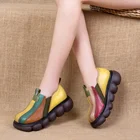 Женская обувь, женская кожаная обувь смешанных цветов с кружевом в стиле ретро, новинка 2021, модная женская обувь ручной работы с круглым носком