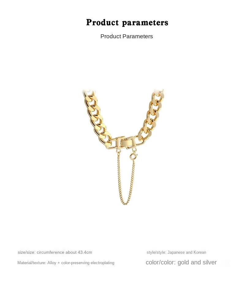 European and American Style Lovely Ran Hip-hop Women's Neck Chain Coquette Accessories Choker Cuban Necklace Cute Korean Fashion