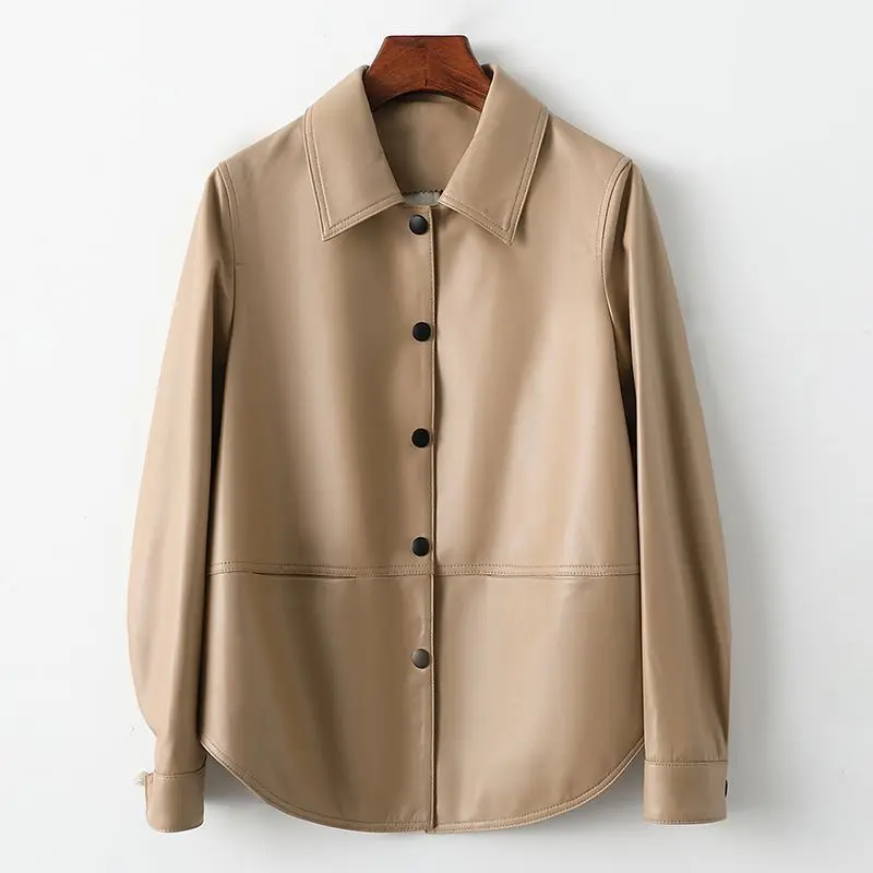 

Sheepskin Spring New Leather Coat 2023 Casual Women's Leather Jacket