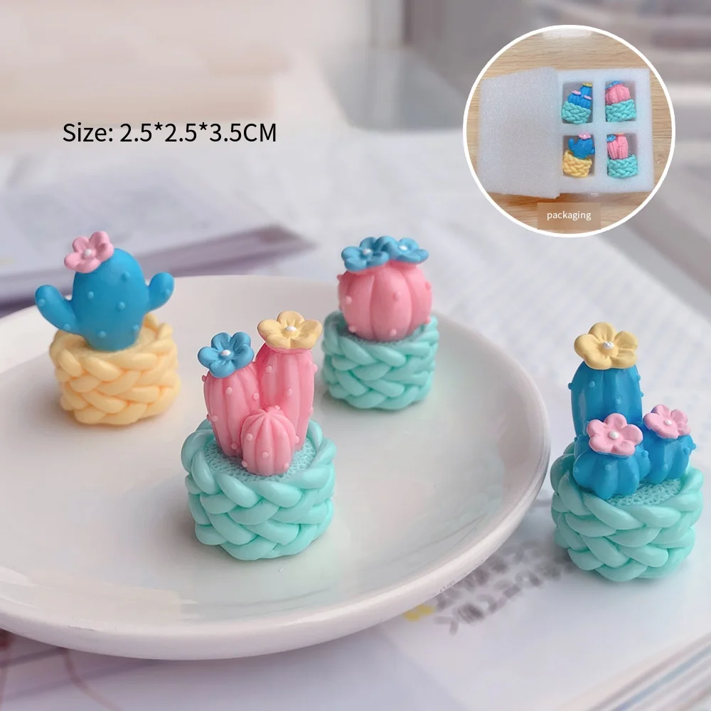 

JY02 4pcs Simulation cactus Animals rocking spring rearview ornament transparent resin mini Figures Vinyl 3.2-3.5cm AL01