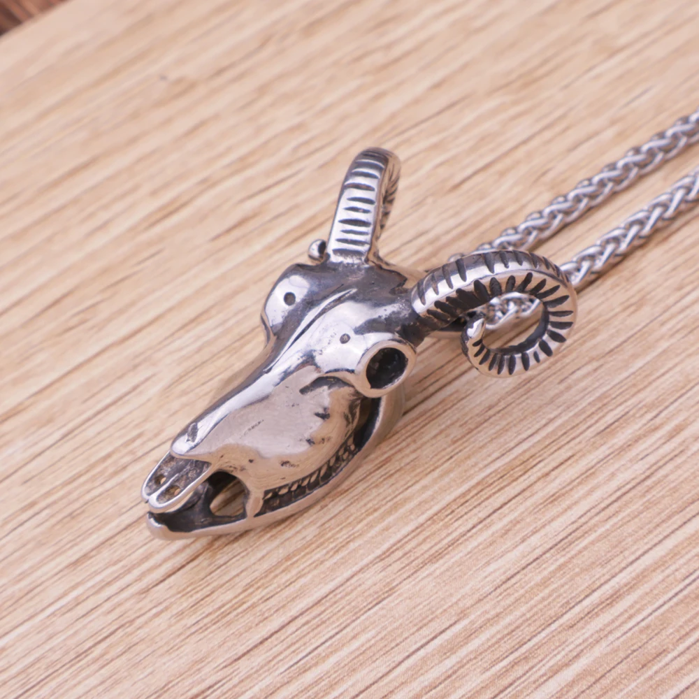 Ожерелье мужское из нержавеющей стали с подвеской в виде головы козы Сатаны