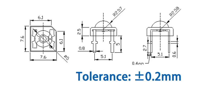 Светодиодные диоды F5 5 мм Piranha 4P 1000 шт