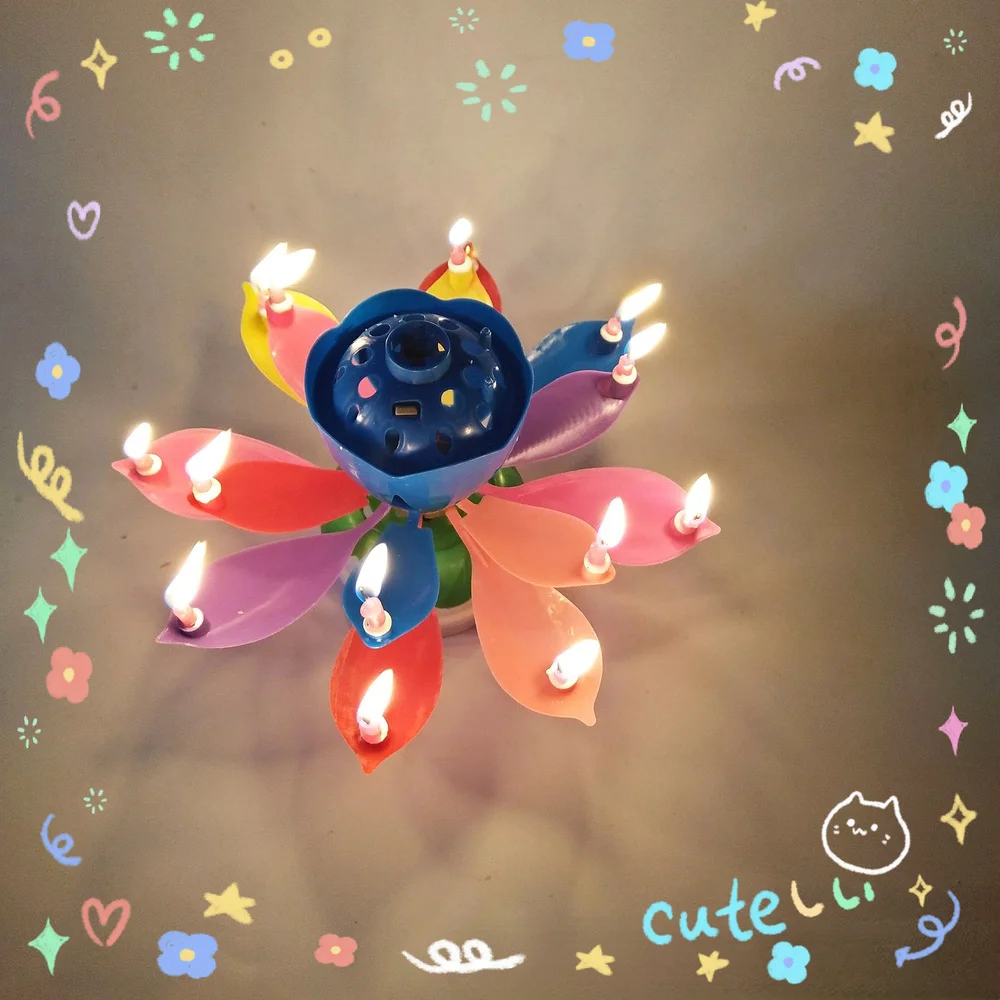 

Lotus Music Candle 2022 New Cool Double-layer Rotating Lotus Birthday Music Candles for Grandparents Child Birthday Surprise