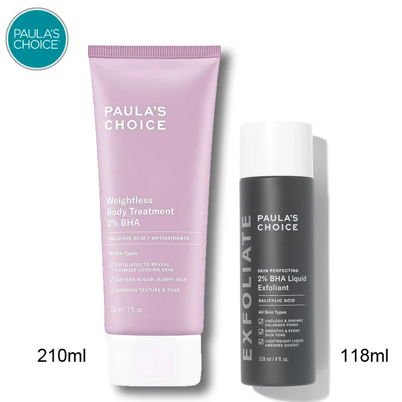 

Paula‘s Choice Skin Care 2% BHA for Face & Body Kit SKIN PERFECTING Liquid Salicylic Acid Exfoliant RESIST Weightless Cream