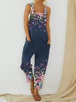 new female summer jumpsuits harajuku casual overalls jump suit trousers abstract printing bib retro streetwear oversize jumpsuit