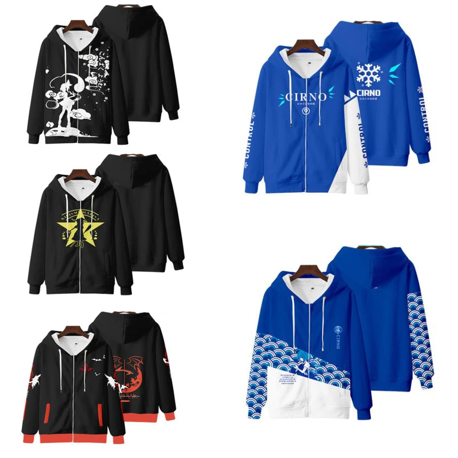 

Men Hoodie Anime Touhou Project Boys/girls Hoodies Sweatshirts Cirno Remilia Scarlet Flandre Scarlet Cosplay Zipper Hooded Kids