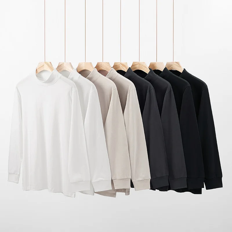 

Мужская хлопковая футболка с длинным рукавом, однотонная свободная футболка большого размера, лето 2023