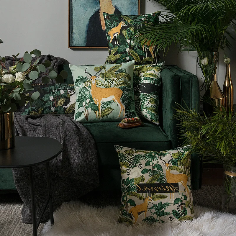 

Luxury Light Ins Style Living Room Sofa Backrest Cushion Bed Head Lumbar Plant Custom Pillowcase